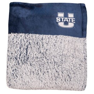 U-State Navy and Gray Plush Blanket